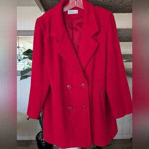 Herman Kay Wool Red Double-Breasted Coat- size 12 New